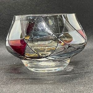 Partylite Tea light non stem mosaic Tiffany candle holder glass small